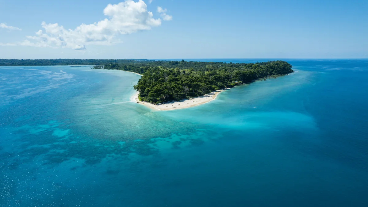 Andaman Islands white sand beach with crystal clear turquoise water